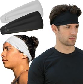 Sweat Band Workout Headbands for Women and Men - Sweatbands for Men - Moisture Wicking Sports Sweat Bands Headbands for Women, Running,Cycling,Yo (Color: [2-Pack] 1-Black & 1-White)