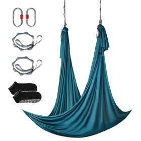 Aerial Yoga Hammock & Swing, 5.5 Yards, Aerial Yoga Starter Kit with 100gsm Nylon Fabric, Full Rigging Hardware & Easy Set-up Guide (Color: Dark Green, size: 5 x 2.8 m)
